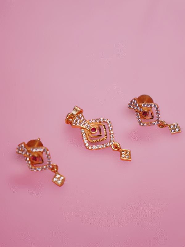 Gold-Plated Ruby & Zirconia Jewelry Set - Image 3