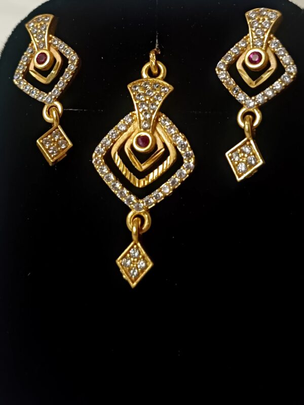 Gold-Plated Ruby & Zirconia Jewelry Set - Image 2