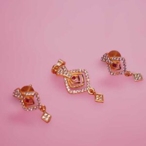 Gold-Plated Ruby & Zirconia Jewelry Set