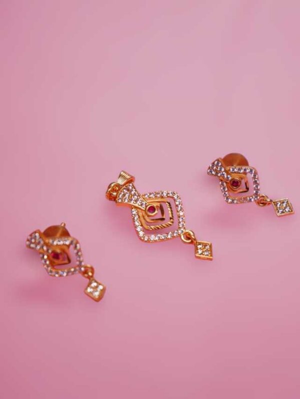 Gold-Plated Ruby & Zirconia Jewelry Set