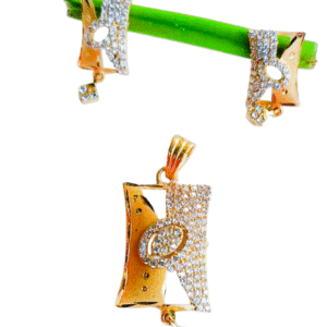 Contemporary Gold-Plated CZ Jewelry Set